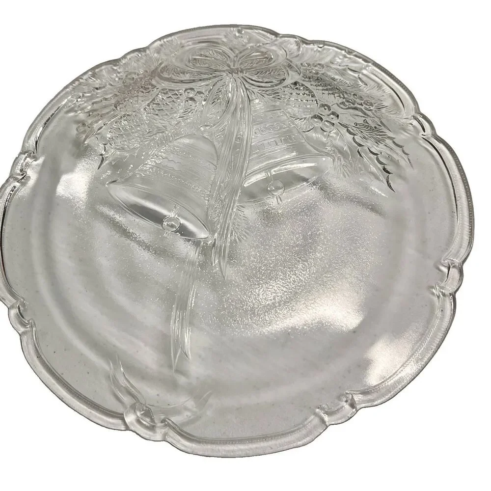 Vintage Mikasa Crystal HOLIDAY BELLS Hostess Platter Christmas Tray 14 3/4